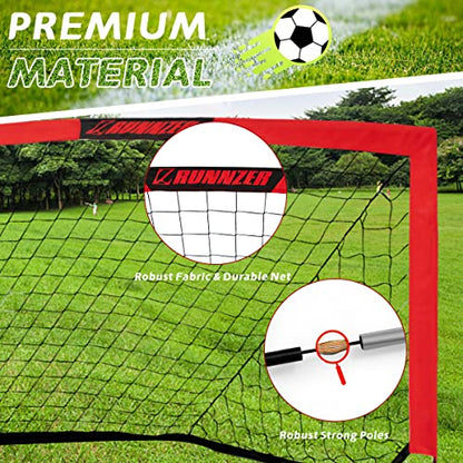 L RUNNZER Kids Soccer Goal, Pop Up Soccer Goal Net for Backyard, Set of 2 with Portable Carrying Case - color: Red, style: 6.3'x3.6', 2 Set
