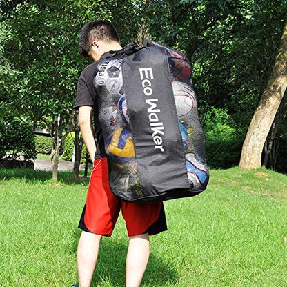 Ball Bag Large Capacity (Holds 16 Soccer Balls) Heavy Duty Mesh Drawstring with Adjustable Shoulder Strap and Thick Handle