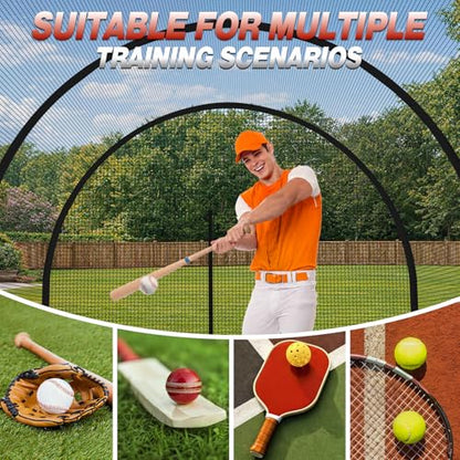 Batting Cages for Backyard - 22x10x10 ft Softball & Baseball Batting Cage Net with Zipper Door 4-Ply Anti-Tear Netting Batting Training Cage with Sturdy Steel Frame for Outdoor Indoor Use