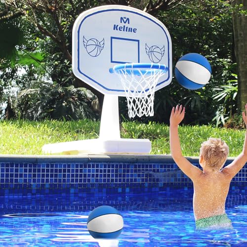 9 Inch Water Basketball 2PCS, Size 6 - Rubber Pool Basketballs with Air Pump & Net for Swimming Pools Basketball Hoops
