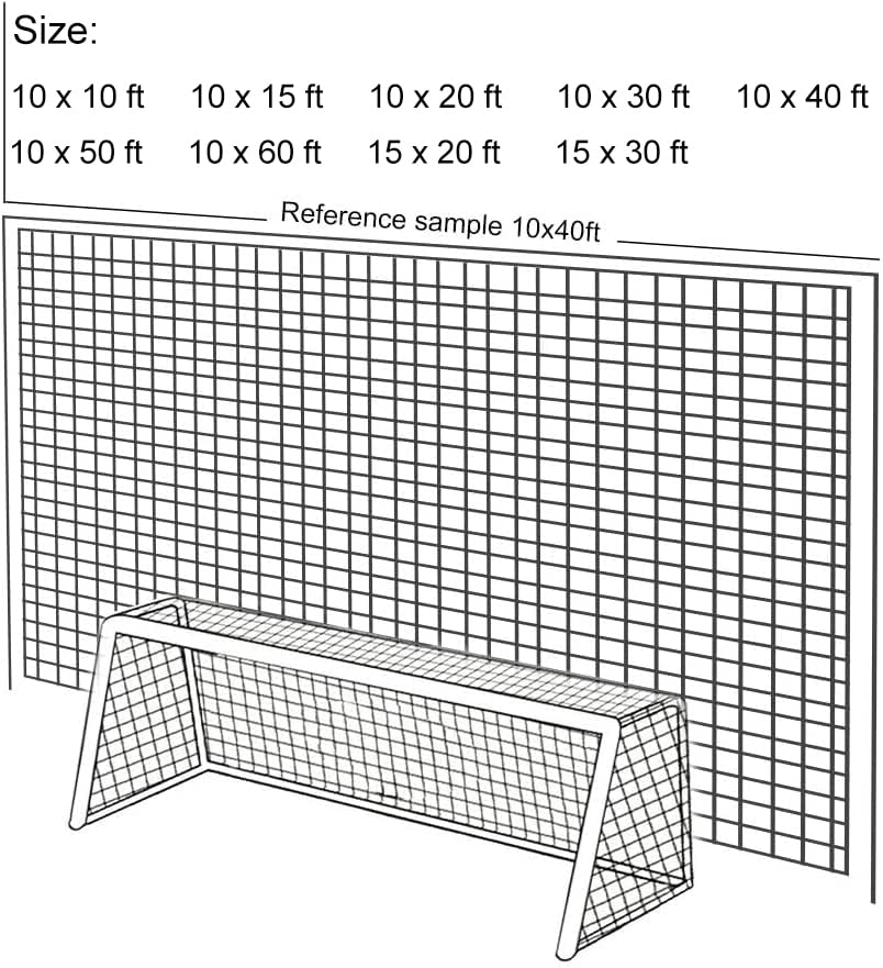 Aoneky Soccer Backstop Net - Heavy Duty Practice Barrier & Containment Net for Training, High Impact Hitting Netting, 10-15 x 10-60 Ft Sizes for Football/Soccer