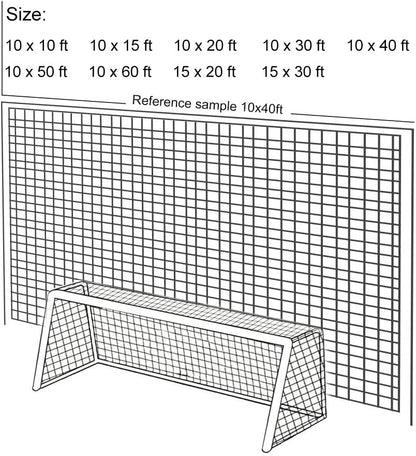 Aoneky Soccer Backstop Net - Heavy Duty Practice Barrier & Containment Net for Training, High Impact Hitting Netting, 10-15 x 10-60 Ft Sizes for Football/Soccer