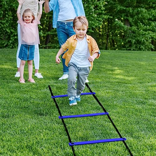 GHB Pro Agility Ladder Agility Training Ladder Speed 12 Rung 20ft with Carrying Bag - color: Blue
