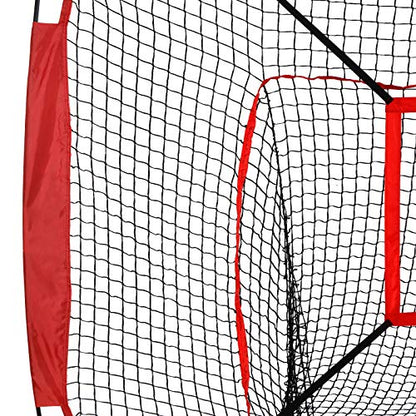 7' x 7' Baseball Softball Hitting & Pitching Practice Net Batting Pitching Training Aid Net w/Carry Bag, Strike Zone and Metal Bow Frame, Baseball Throwing Net for All Levels