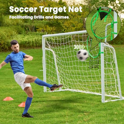 Soccer Goal 12×6, 8×6 and 6×4 FT Soccer Goals for Backyard, 2"Diameter Steel Soccer Goal for Kids and Adults Large soccer goal Powder Coated Galvanized Steel Post With Soccer Target Net for Training