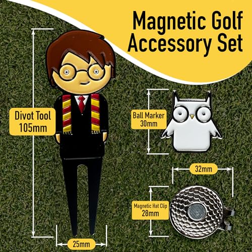 Golf Divot Tool Gift Set – Magnetic Divot Tool, Ball Marker, Hat Clip, & Case Made in USA from Durable Rust-Free Material for Easy Ball Marking, Repairing Divots, and Perfect Golf Gifts - color: Wizard