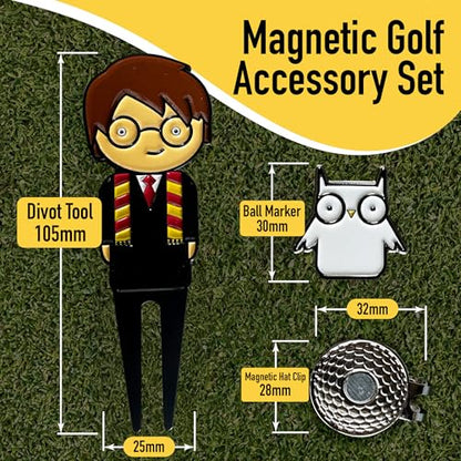 Golf Divot Tool Gift Set – Magnetic Divot Tool, Ball Marker, Hat Clip, & Case Made in USA from Durable Rust-Free Material for Easy Ball Marking, Repairing Divots, and Perfect Golf Gifts - color: Wizard