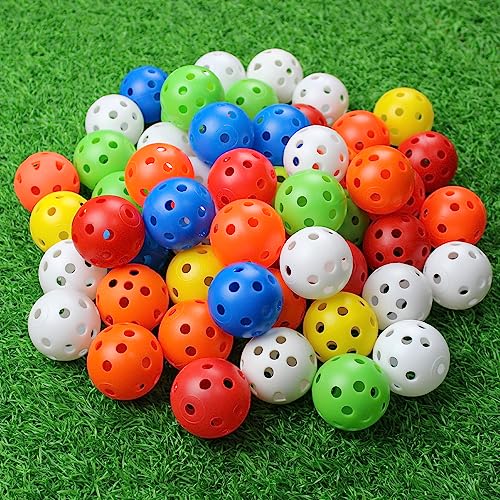 100 Pack Practice Golf Balls Airflow Hollow Plastic Golf Balls Practice Trainingor Driving Range, Swing Practice, Home Pool Balls