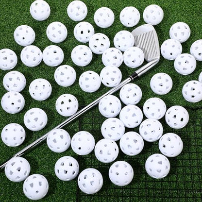 Junkin 50 Pack Practice Golf Balls Limited Flight Plastic Impact Golf Balls 1.65 Inch Hollow Soft Training Resistant EVA Foam Realistic Feel for Indoor Outdoor Swing Training