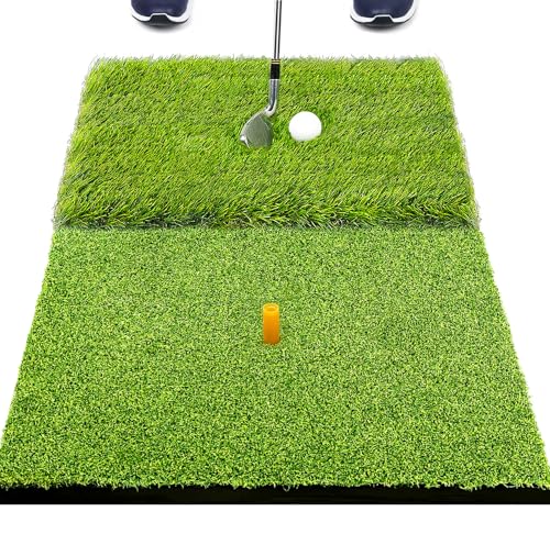 SAPLIZE Foldable Heavy-Duty Golf Hitting Mat with 10mm EVA Backing for Indoor/Outdoor Swing & Chipping, Golf Accessories & Gift for Men & Women - color: Dual-Turf Mat