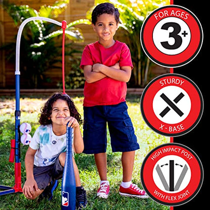 Franklin Sports Grow-with-Me Kids Baseball Batting Tee + Stand Set for Youth + Toddlers - Youth Baseball, Softball + Teeball Hitting Tee Set for Boys + Girls - style: Grow With Me Tee - MLB Baseball