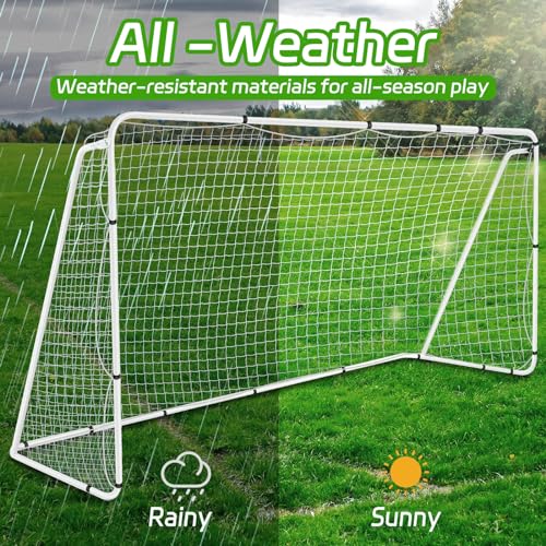 Liliful 12 x 6/10 x 6.5/8 x 5 ft Soccer Goal for Backyard Portable Soccer Net and Steel Weatherproof Frame Folding Goals with 6 Ground Stakes for Adults Youth Outdoor Training Competition