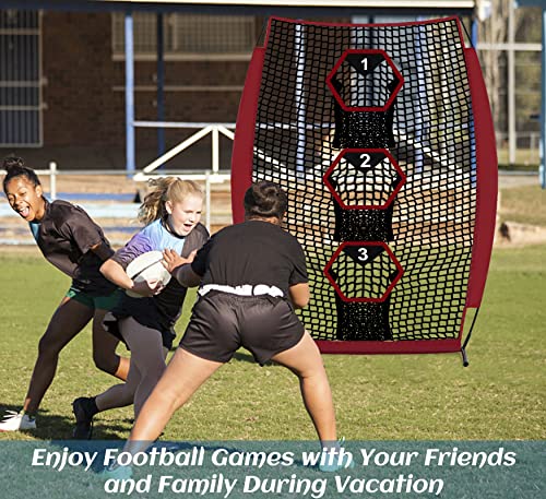 Football Throwing Target Net - Quarterback Training with 3 Pockets Heavy-Duty Fiberglass Poles & Polyester Portable Accuracy Practice for Backyard/Team Drills Youth Players - size: 5X7FT