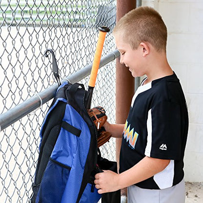 Athletico Youth Baseball Bag - Bat Backpack for Baseball, T-Ball & Softball Equipment & Gear | Holds Bat, Helmet, Glove | Fence Hook - color: Blue