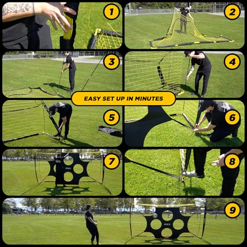 Apex Sports 12x6 FT Soccer Goal with Precision Target – Portable Soccer Net with Removable 10-Hole Target, Portable Design, Quick Setup, Ground Stakes & Collapsible Frame for Indoor/Outdoor Training
