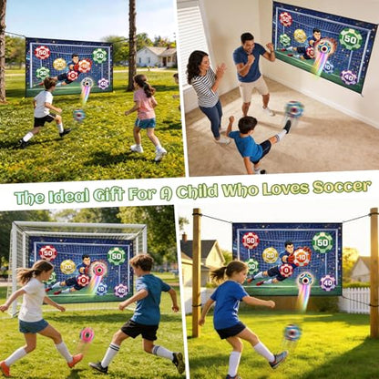 Soccer Ball Game Mat Set for Kids, Sticky Soccer Target Game with 59 x 39 in Flannel Mat, Scoreboard and 2 Balls, Indoor Outdoor Soccer Toys for Ages 3–8 (Medium)