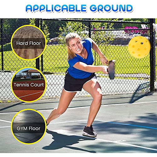 6-Pack Pickleball Balls 40 Holes Outdoor Indoor High Rebounce True Flight High Visibility Durable Black Pickle Balls Set Sport Gifts for Women Men