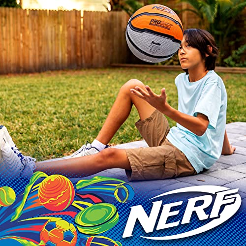 Nerf Indoor + Outdoor Basketball - Proshot Official Size 29.5" Basketball + Air Inflation Pump - Extra Grip for Gym + Driveway Hoops - Regulation B7 Ball - Black/Orange