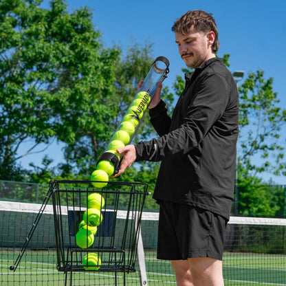 Vermont Tennis Ball Pick-Up Tube | 15 Ball Capacity - Lightweight PVC Design Durable Rubber Base - Quick Release Straps Easy Collection - Training Practice Equipment