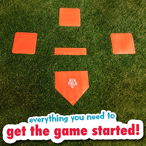 Franklin Sports Field Day Baseball Base Set - Throw Down Rubber Bases for Baseball + Softball with Home Plate - Portable Backyard Baseball, Softball, Kickball Bases - Easy Set Up Rubber Base Set Red