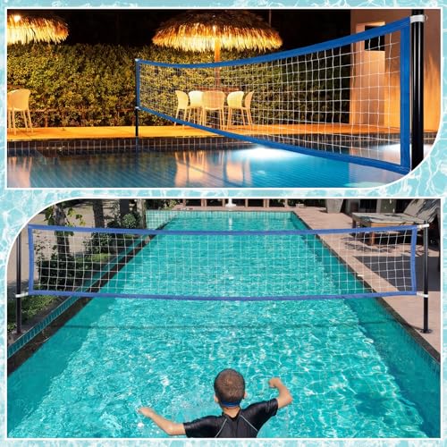 Thenshop Pool Volleyball Net 15x3 ft Durable Upgraded Swimming Pool Volleyball Net for Inground Pools Summer Party Gift for Family and Adult Games with Storage Bag