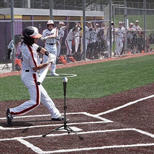 Baseball Tee Batting Tee Softball Tee Portable Travel Hitting Tee,Easy Adjustable Height,Stable Tripod Stand - color: Black