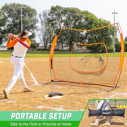 GoSports 7 x 7 ft Baseball & Softball Nets - Available in Team Colors - Batting & Pitching Net with Strike Zone