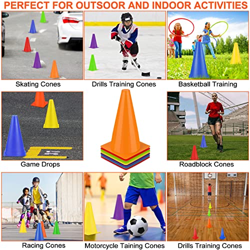 Hoteam 30 Pieces 9 Inch Traffic Cones Plastic Sport Agility Training Safety Cones Soccer Practice Equipment for Basketball Football Drills Exercise, Outdoor Activity and Events