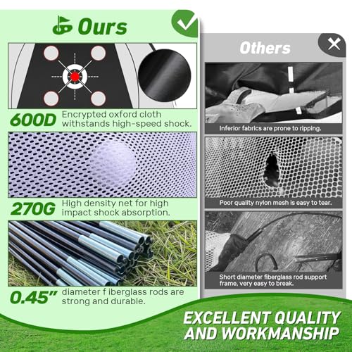 Golf Net, 10x7FT with Golf Practice Mat, Hitting Aid Nets for Backyard Driving Chipping Training Swing with Targets Outdoor or Indoor– Gifts for Men/Dad/Him