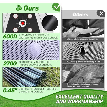 Golf Net, 10x7FT with Golf Practice Mat, Hitting Aid Nets for Backyard Driving Chipping Training Swing with Targets Outdoor or Indoor– Gifts for Men/Dad/Him