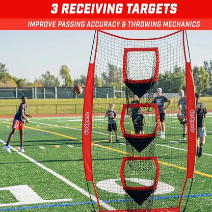 GoSports 8 x 4 ft Football Throwing Target Net - Choose Black or Red