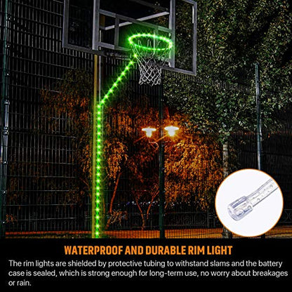 Waybelive LED Basketball Hoop Lights, Remote Control Basketball Rim LED Light, 16 Color Change by Yourself, Waterproof, Super Bright to Play at Night Outdoors, Good Gift for Kids