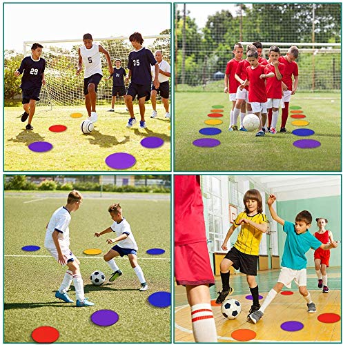 60 Pcs Poly Vinyl Spot Markers Rubber Floor Dots Non Slip Agility Markers Flat Field Cones for PE Gym Classes, Classroom Activities and Games, Soccer Basketball Sports Speed Agility Training