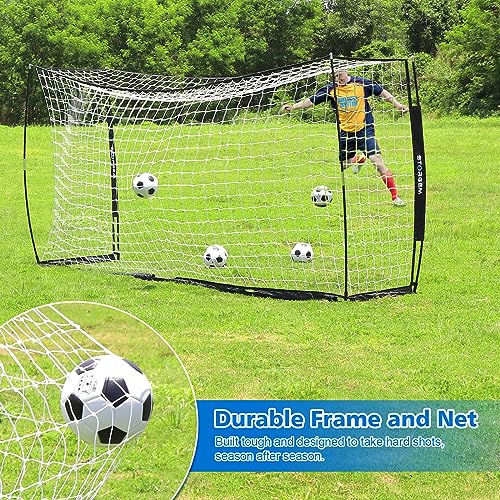 Storgem Soccer Goal,Soccer Net,Soccer Goals for Backyard,with Bow Frame,Collapsible Metal Base and 15 Training Cones