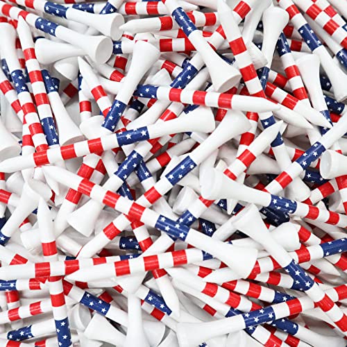 FINGER TEN Golf Tees Wood 3 1/4 2 3/4 Inch Value 50/120 Count, Durable Tees with Bright Colored Stripes for Consistent Height, 70mm 83mm Long Tees Ideal for Golfers - color: USA Flag, size: 3 1/4 Inch(50 Pack)