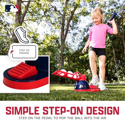 Franklin Sports Kids Baseball Pitching Machine - Pop A Pitch Batting Machine with Youth Bat + 3 Plastic Balls - Boys + Girls Toy