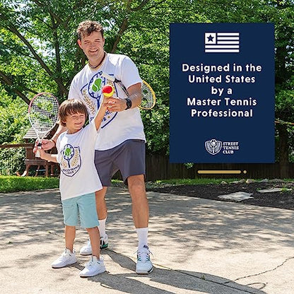 Kids Tennis Racket with Training Videos – Aluminum Youth Tennis Racket with Neoprene Handle for Children Age 5-12 – Learn Faster and Play Better by Street Tennis Club