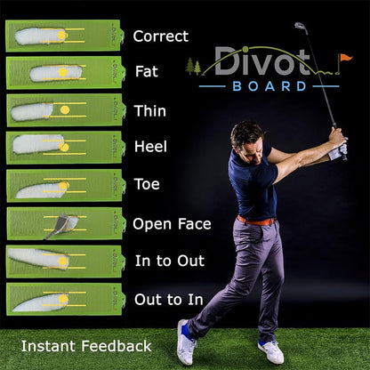 Divot Board Golf Training Aid – Instant Feedback for Swing Path, Low Point & Impact | Improve Ball Striking Indoors or Outdoors | Golf Swing Trainer for Home Practice & Consistent Contact