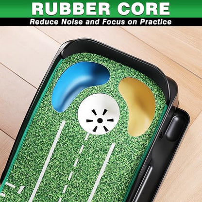 CHAMPKEY Professional Hazard Golf Putting Green Come with Golf Putting Gates and Putting Mirror - Progressive Slope Tech and Noise Reduction Tech Golf Putting Mat - style: LITE Version
