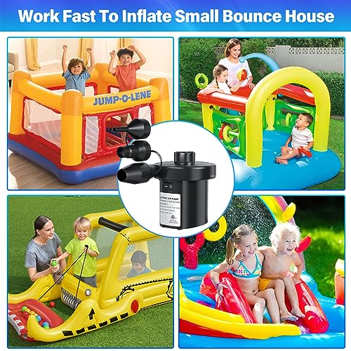 Air Pump Electric Air Pump for Inflatables Air Mattress Pump with 3 Nozzles Inflator Deflator for Air Beds Swimming Ring Inflatable Pool Toys 110V AC/12V DC (50W)