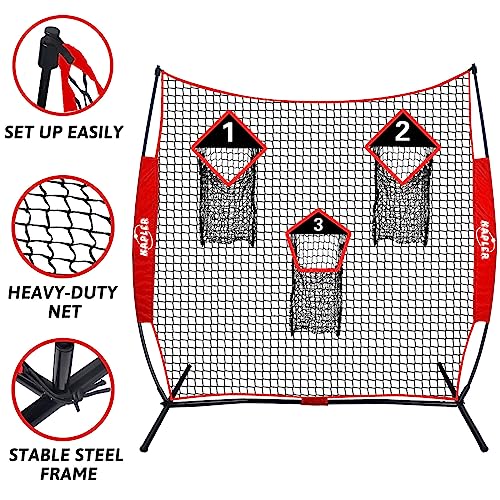 Kapler Football Trainer Throwing Net - 6 x 6 ft Nets with 3 Target Pockets - Protable Quarterback Accuracy Improving for Youth and Adults Backyard Drills - Includes Carry Bag