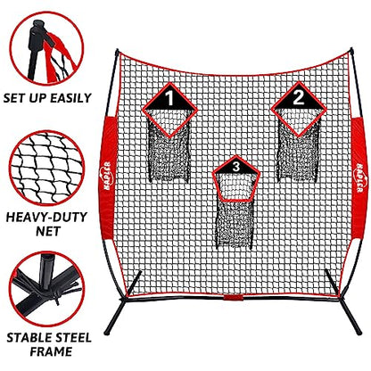 Kapler Football Trainer Throwing Net - 6 x 6 ft Nets with 3 Target Pockets - Protable Quarterback Accuracy Improving for Youth and Adults Backyard Drills - Includes Carry Bag