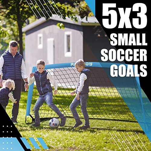 5x3 FT Kids Soccer Goal with Carry Bag, Portable Folding Soccer Net for Backyard Training, Indoor/Outdoor Use for Youth and Adults