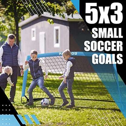 5x3 FT Kids Soccer Goal with Carry Bag, Portable Folding Soccer Net for Backyard Training, Indoor/Outdoor Use for Youth and Adults