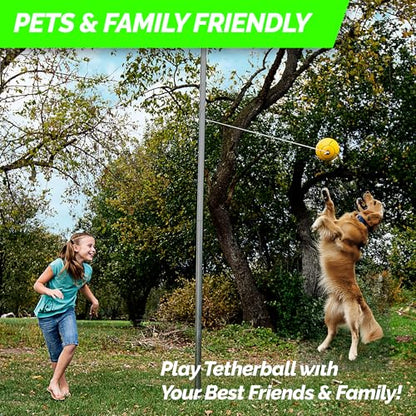 STERLING Sports Premium Tetherball Set Heavy Duty Tether Ball, Rope and Pole Set, 10-1/2' Tall for Outdoor Backyard
