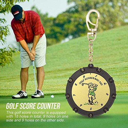 Golf Score Counter 18 Holes, Stroke Shot Keeper with Keychain Clip, Portable Golf Accessory for Tracking Score, Double Sided Rotating Dial Design
