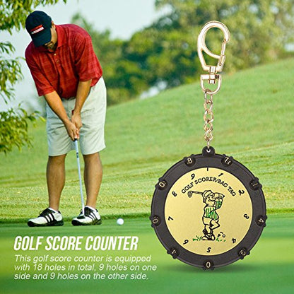 Golf Score Counter 18 Holes, Stroke Shot Keeper with Keychain Clip, Portable Golf Accessory for Tracking Score, Double Sided Rotating Dial Design