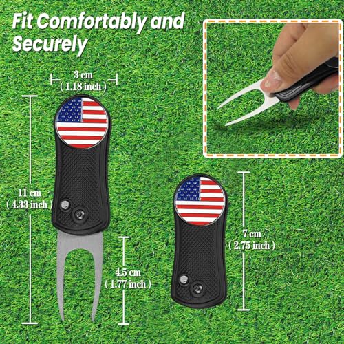 FINGER TEN Golf Divot Repair Tool and Ball Marker Switchblade Value Pack, Foldable Magnetic Stainless Steel with Pop-up Button for Men Women - color: B: 2 in Black
