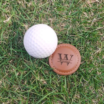 Personalized Golf Ball Markers, (Set of 2) Custom Magnetic Leather Golf Markers, Gift for Men Dad Husband - color: MZ