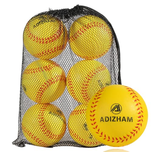 Practice Foam Baseballs - 11 inch Softballs for Youth Beginners, Perfect for Batting and Fielding Training, Pack of 6 with Mesh Bag Included